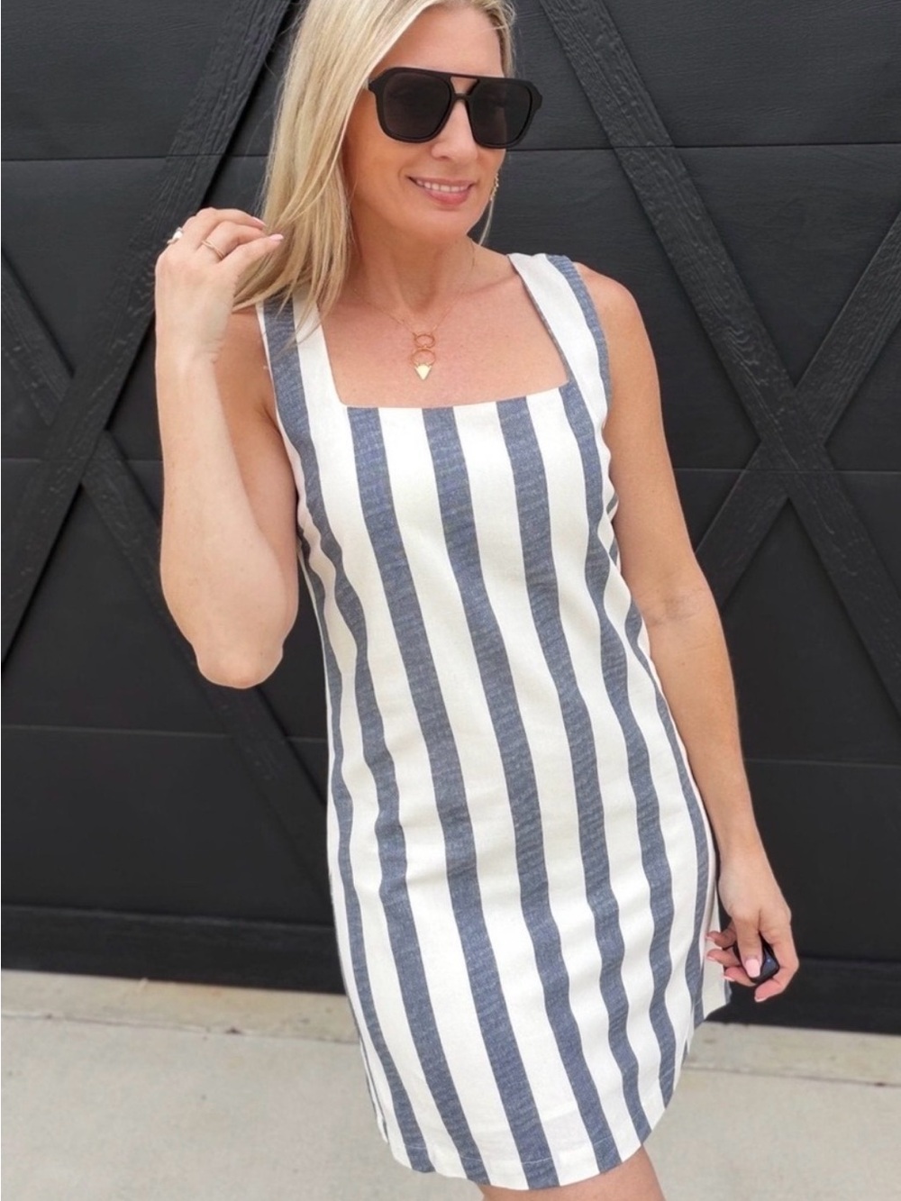 The Workshop Striped Linen Blend Mini Dress